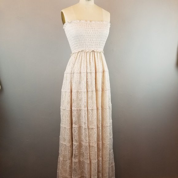 Wishlist Women's Size Small Cream Lace Strapless Boho Maxi Dress * Brand NEW - Picture 9 of 10